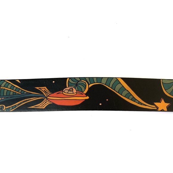 Jon Wye Genuine Leather Happy Astronaut Belt; Sz L 45". Science Space - Picture 8 of 16